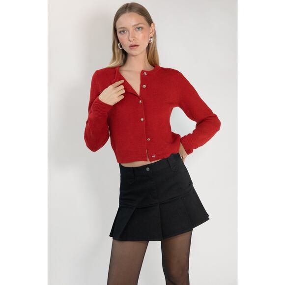 Oak + Fort USA Cotton Twill Pleated Mini Skirt Black - 4 - Picture 1 of 4